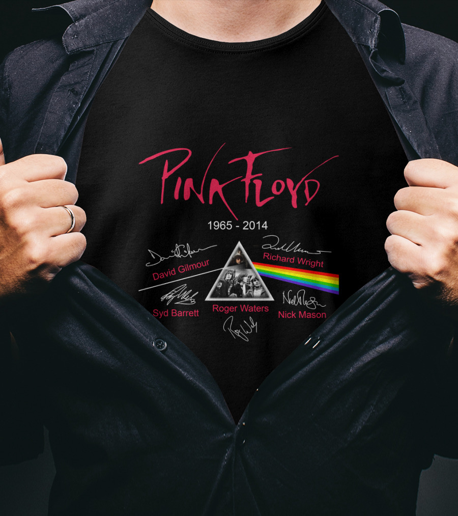 Pink Floyd Memories 1965-2014 Signatures And Dark Side Of The Moon Prism T-Shirt