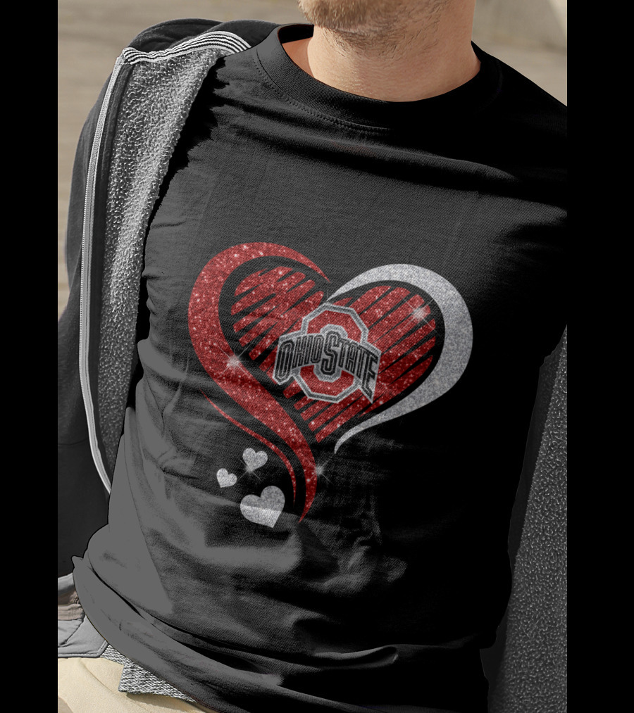 Ohio State Heart Glitter Sparkle T-Shirt