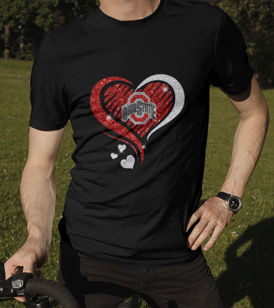 Ohio State Heart Glitter Sparkle T-Shirt