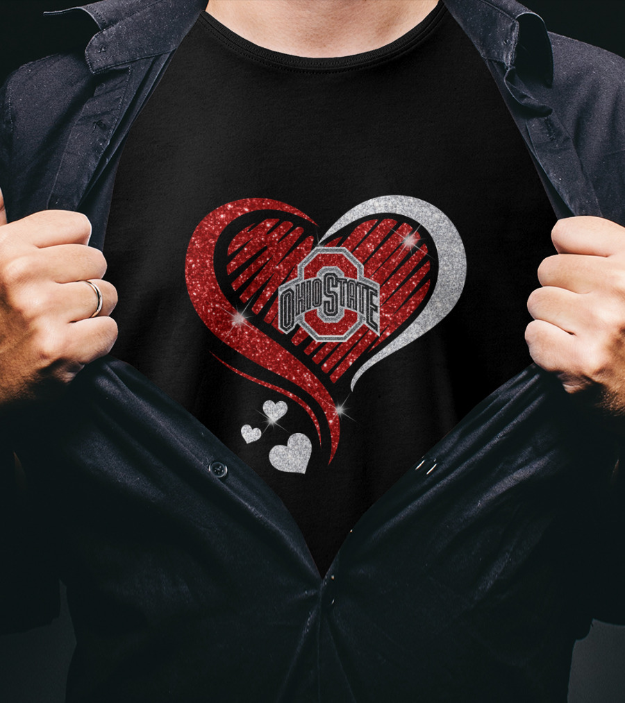 Ohio State Heart Glitter Sparkle T-Shirt