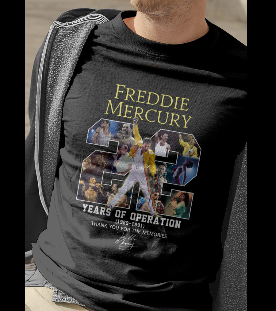 Freddie Mercury 22 Years Of Operation (1969-1991) Thank You For The Memories T-Shirt
