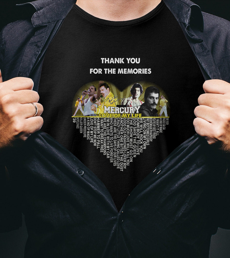 Thank You For The Memories Mercury Love Of My Life Heart T-Shirt