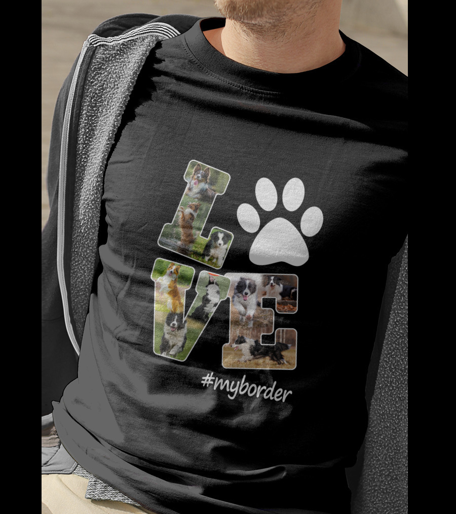 LOVE Paw Print Border Collie #myborder T-Shirt