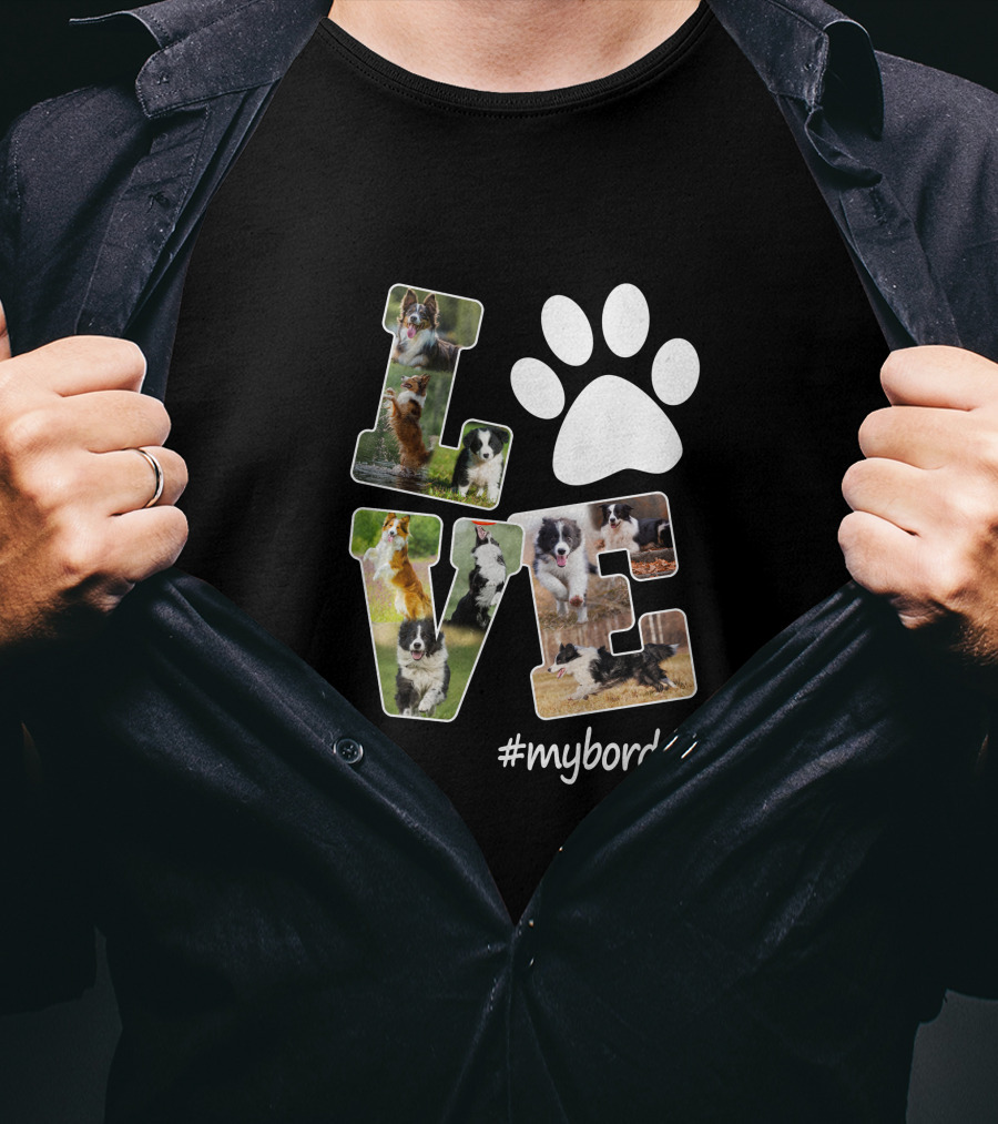 LOVE Paw Print Border Collie #myborder T-Shirt