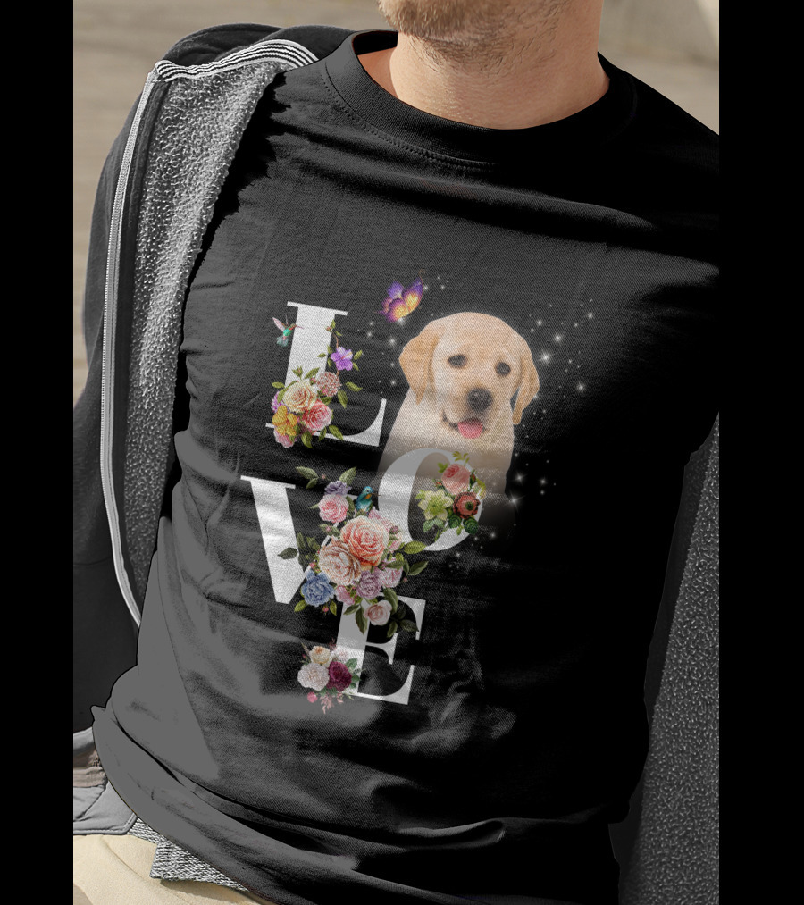 LOVE Labrador Flowers Butterfly Puppy Magic T-Shirt