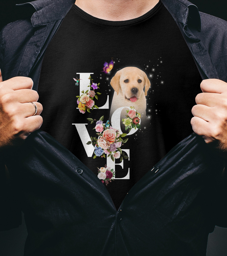 LOVE Labrador Flowers Butterfly Puppy Magic T-Shirt