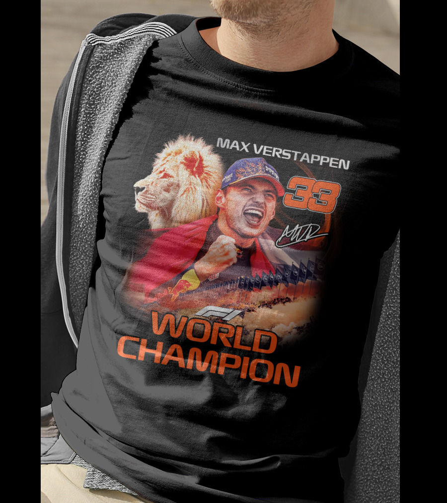 Max Verstappen 33 World Champion Felice Mav Lion F1 T-Shirt