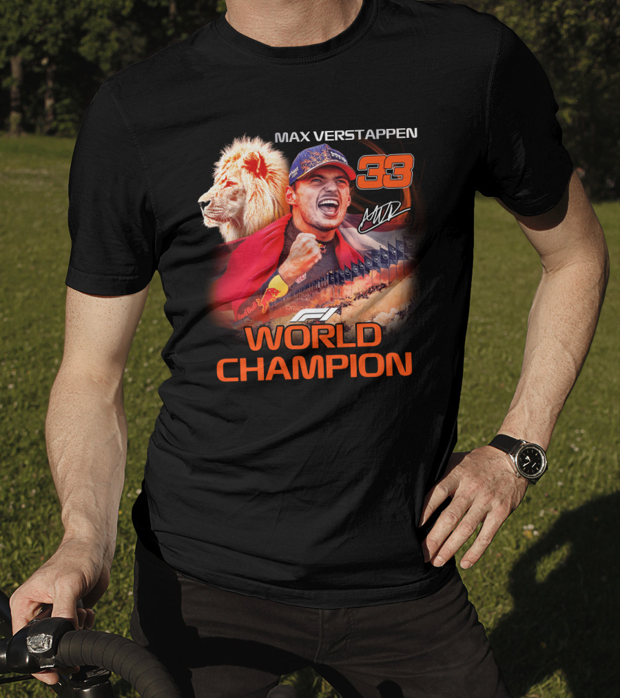 Max Verstappen 33 World Champion Felice Mav Lion F1 T-Shirt
