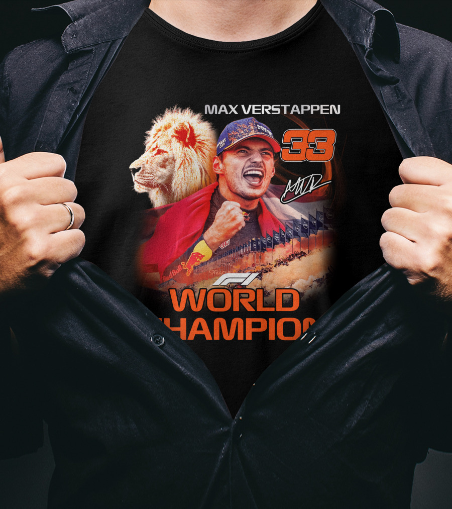 Max Verstappen 33 World Champion Felice Mav Lion F1 T-Shirt