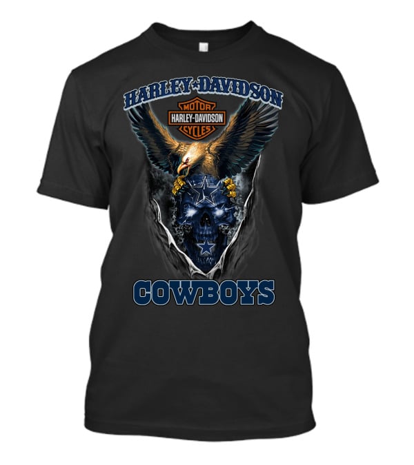 Harley Davidson Cowboys Motor Cycles Eagle Skull Star T-Shirt