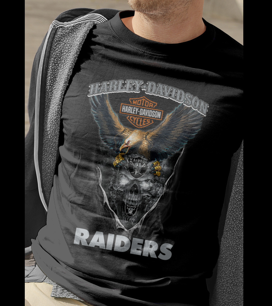 Harley Davidson Motor Cycles Eagle Skull Raiders Las Vegas Hd29Nfl T-Shirt