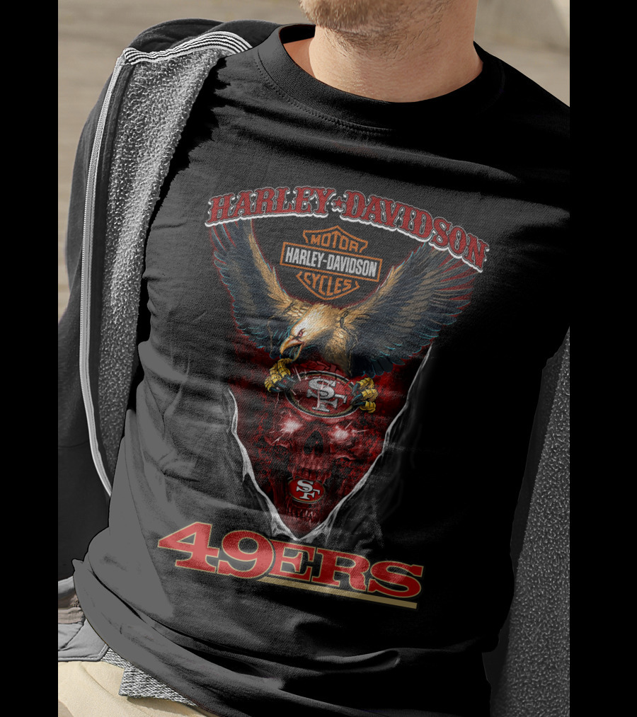 Harley Davidson San Francisco 49ers Eagle And Skull T-Shirt