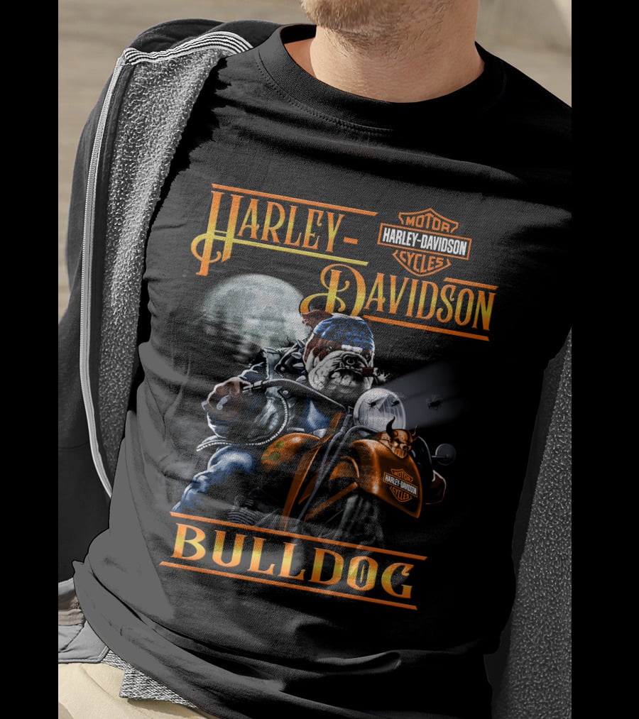 Harley Davidson Bulldog Moonlight Ride T-Shirt