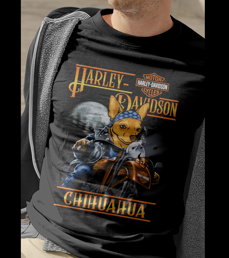 Harley Davidson Chihuahua Motorcycles Moon Rider T-Shirt