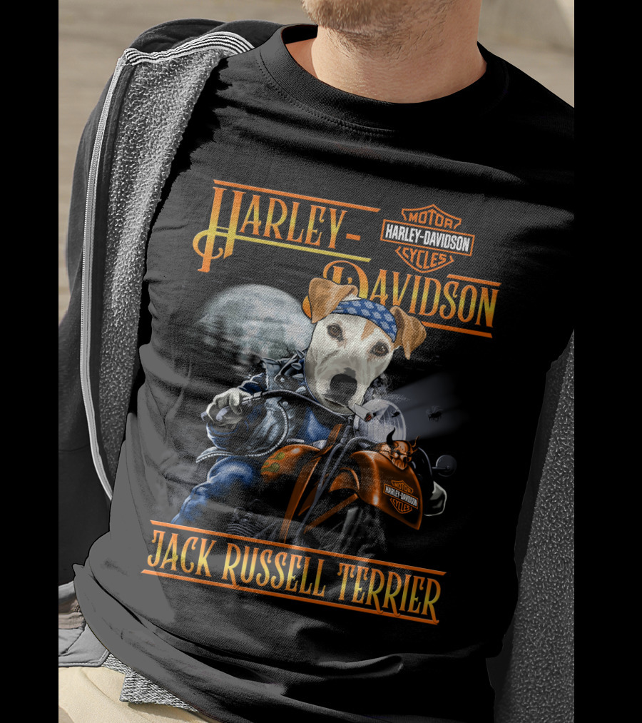 Harley Davidson Jack Russell Terrier Motorcycle Rider T-Shirt