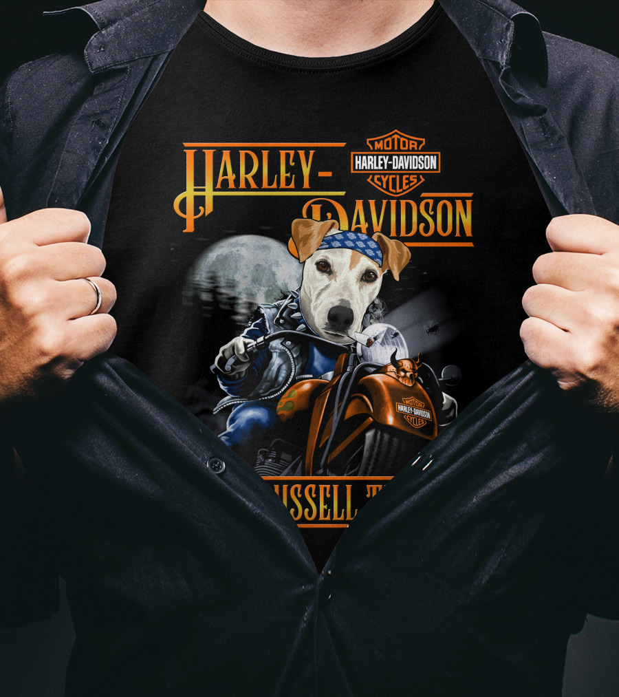 Harley Davidson Jack Russell Terrier Motorcycle Rider T-Shirt