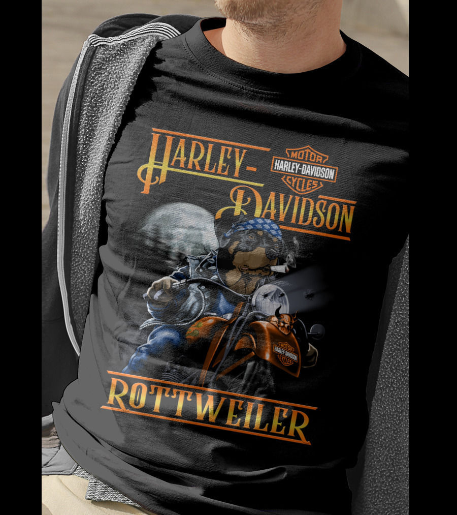 Harley Davidson Rottweiler Motorcycle Motor Cycles T-Shirt