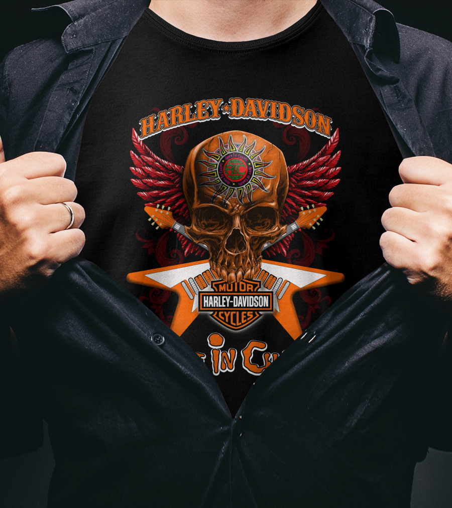 Harley Davidson Motor Cycles Skull Wings Alice In Chains T-Shirt