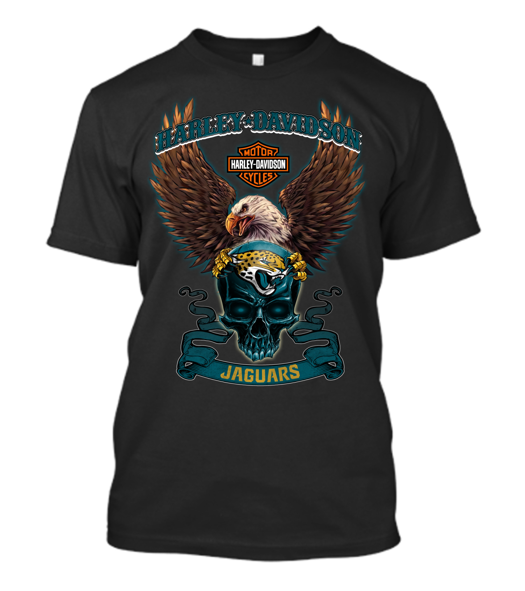 Harley Davidson Motorcycles Eagles Jaguars T-Shirt