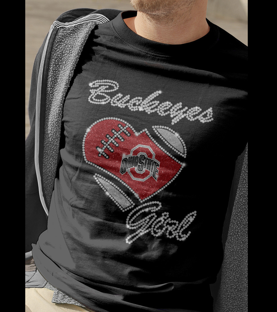 Buckeyes Girl Ohio State Heart Football T-Shirt