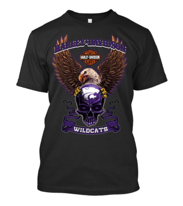Harley Davidson Kansas State Wildcats Eagle Skull T-Shirt