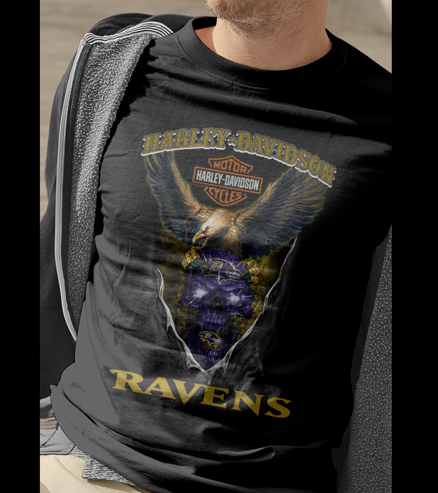 Harley Davidson Motor Cycles Ravens Baltimore Hd29Nfl T-Shirt