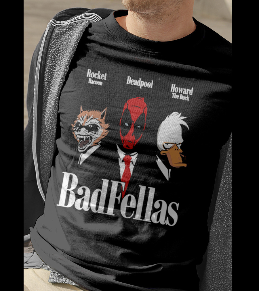 Badfellas Rocket Raccoon Deadpool Howard The Duck T-Shirt