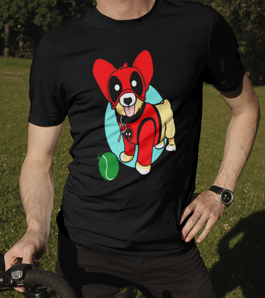Corgi In Deadpool Costume With Tennis Ball T-Shirt