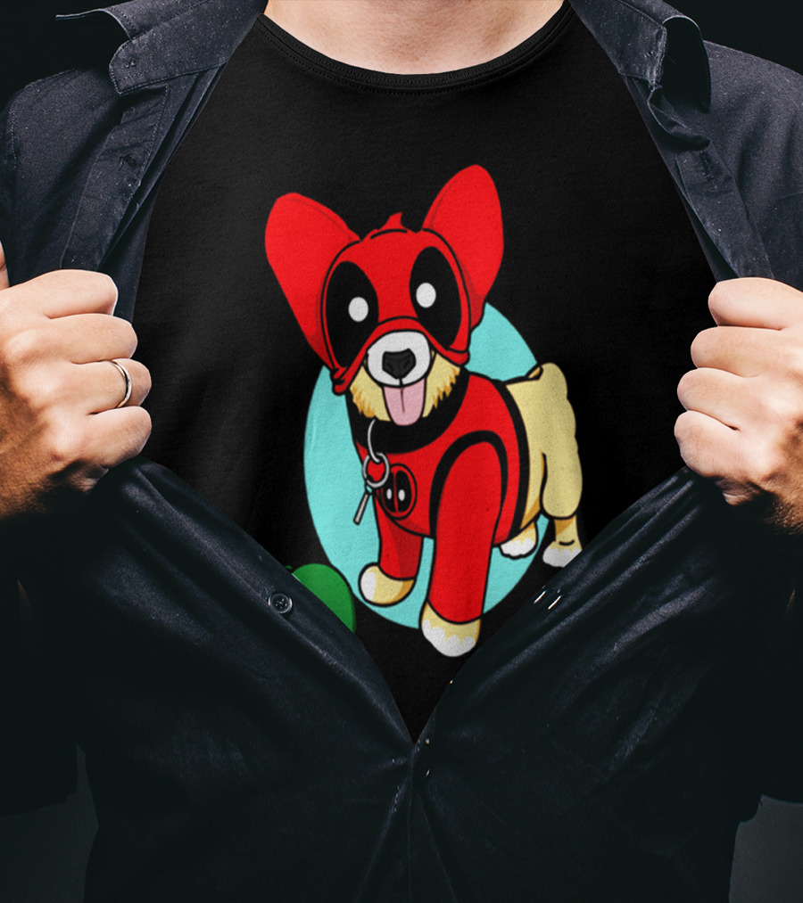 Corgi In Deadpool Costume With Tennis Ball T-Shirt