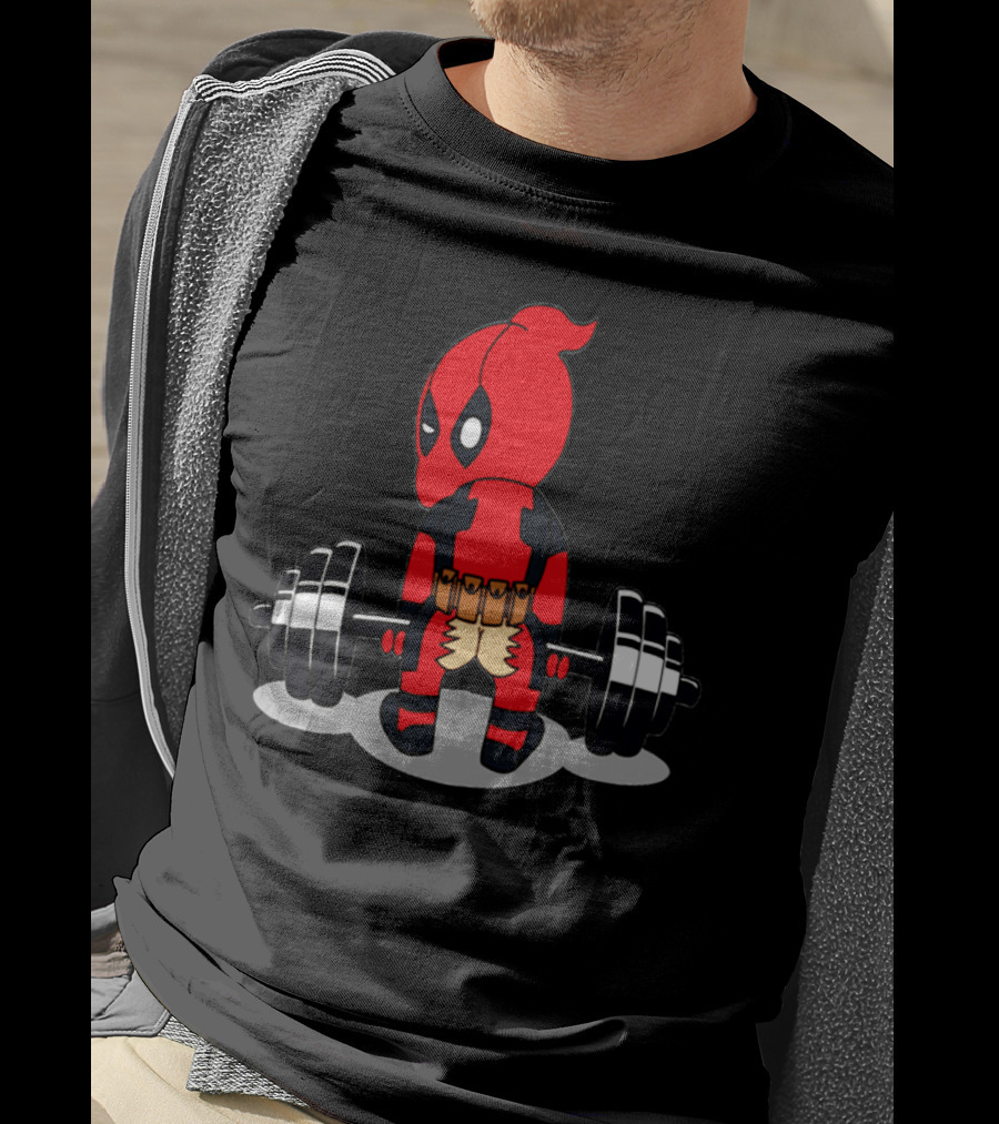 Deadpool Gym Weightlifting Humor Cartoon T-Shirt