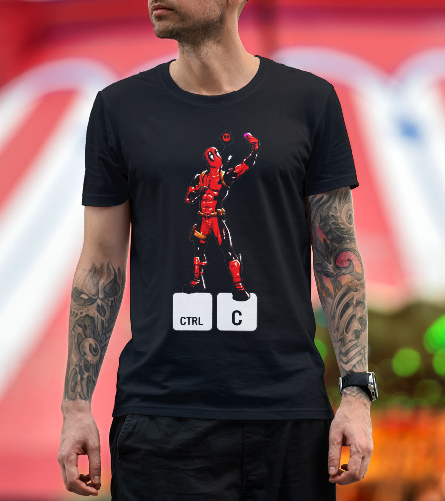 DEADPOOL CTRL C Keyboard Parody Selfie Gaming T-Shirt