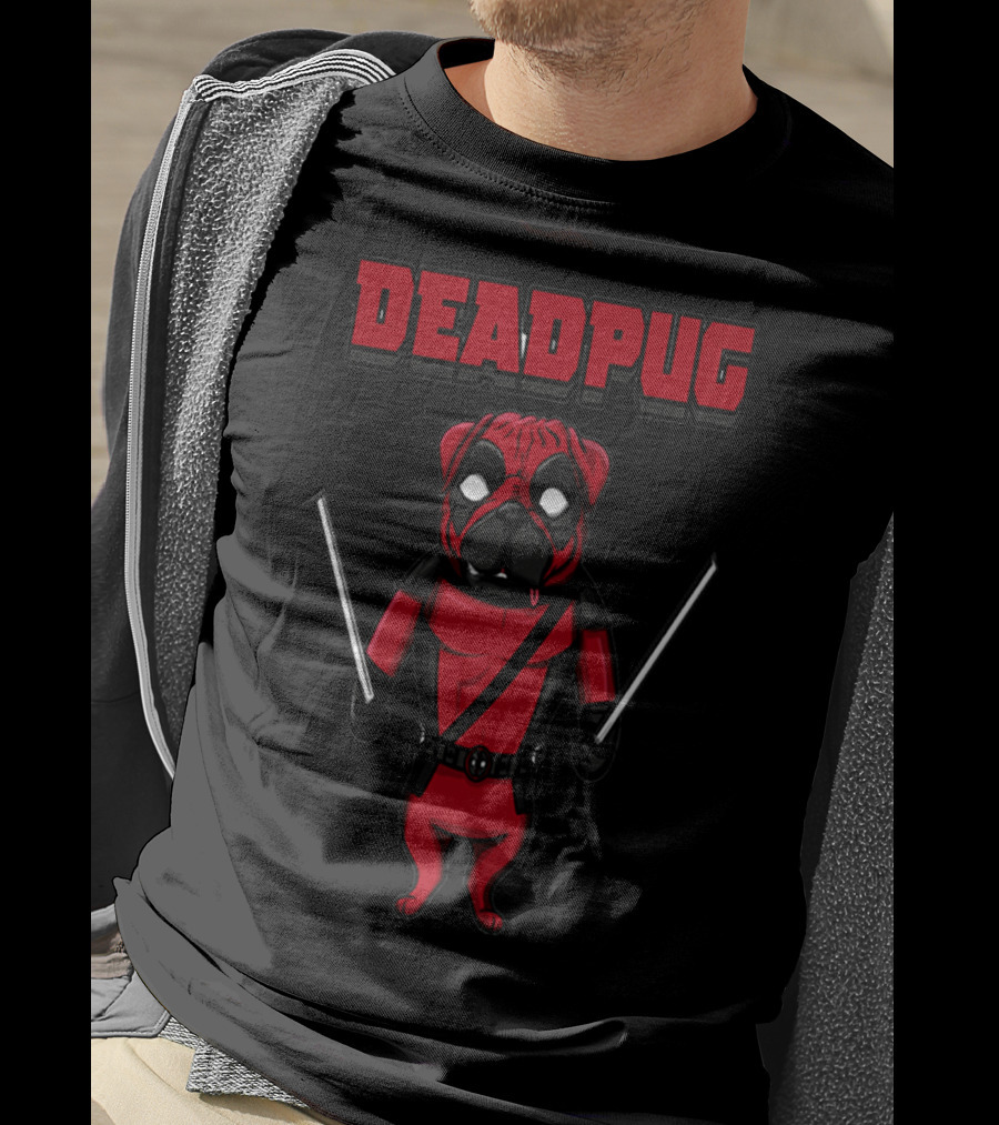 Deadpug Deadpool Pug Comic Parody With Swords T-Shirt