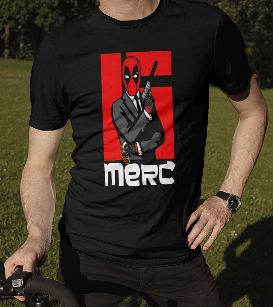 Deadpool Merc 007 Parody Graphic With Red Mask And Suit T-Shirt
