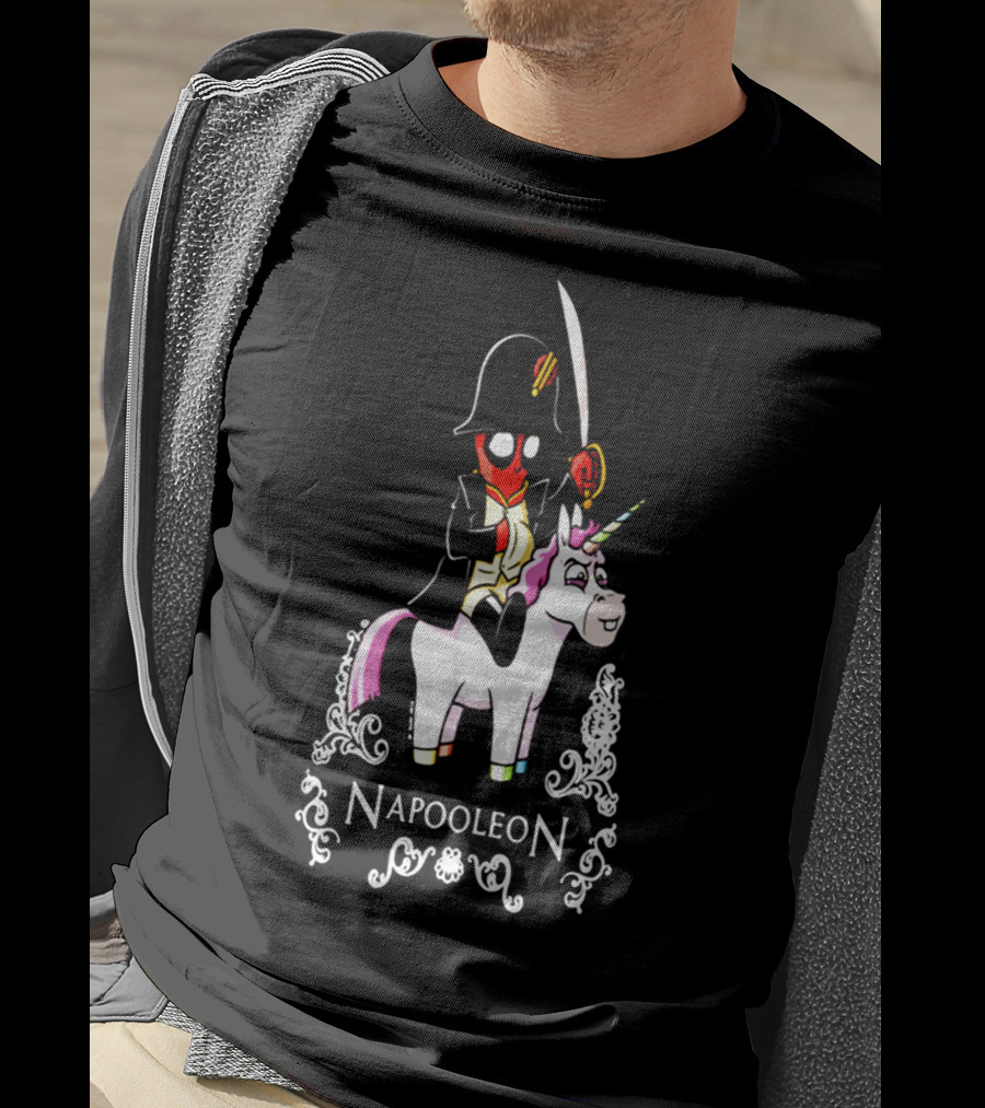 Deadpool As Napoleon Riding A Unicorn With Sword And Top Hat T-Shirt