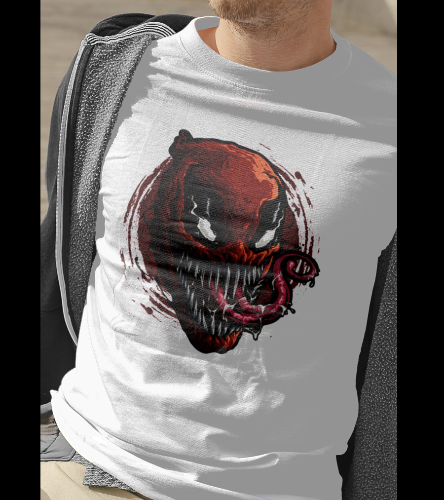 Deadpool Venom Hybrid Marvel Symbiote Face With Tongue And Teeth T-Shirt