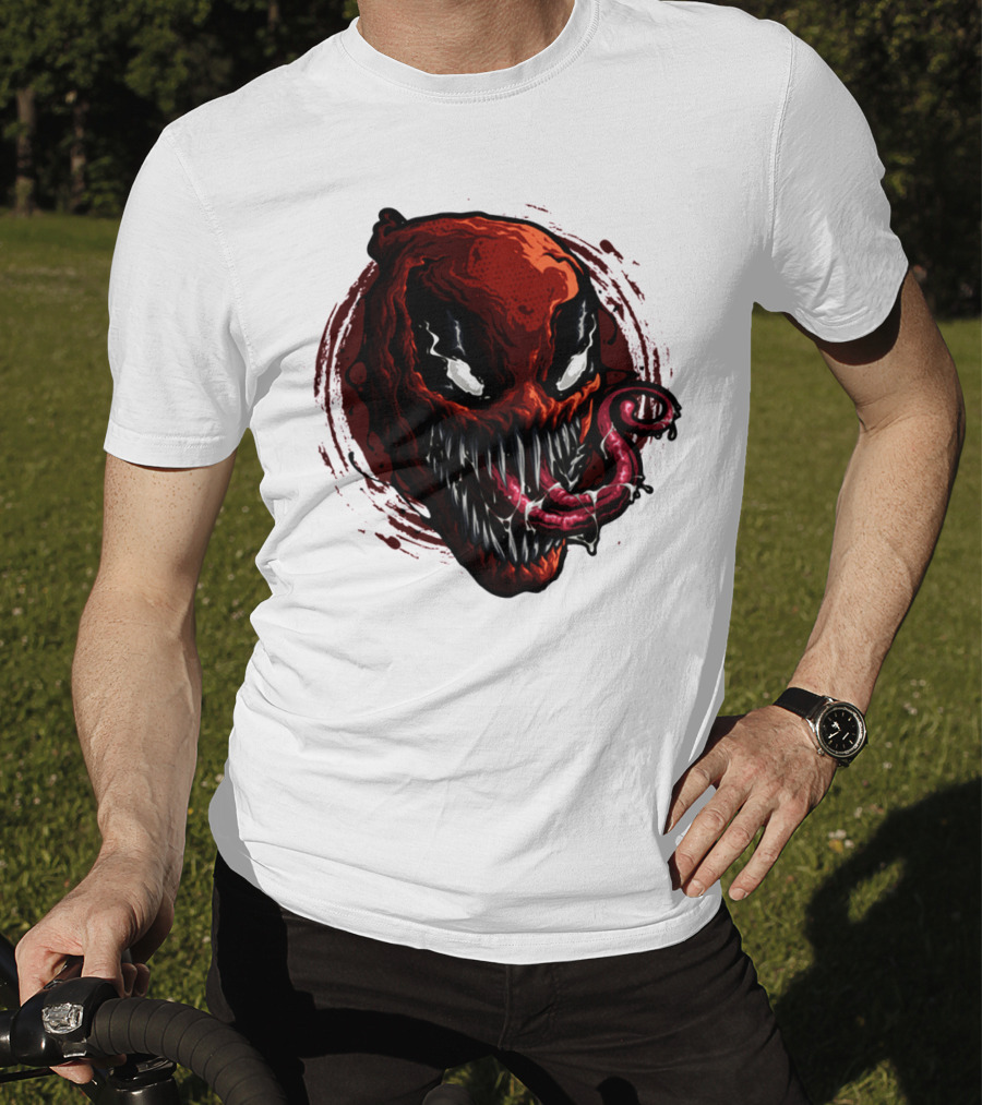 Deadpool Venom Hybrid Marvel Symbiote Face With Tongue And Teeth T-Shirt