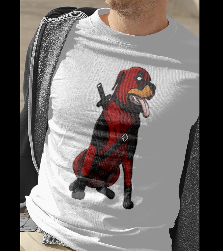 Deadpool Rottweiler Comic Style Crossover Superhero Dog T-Shirt