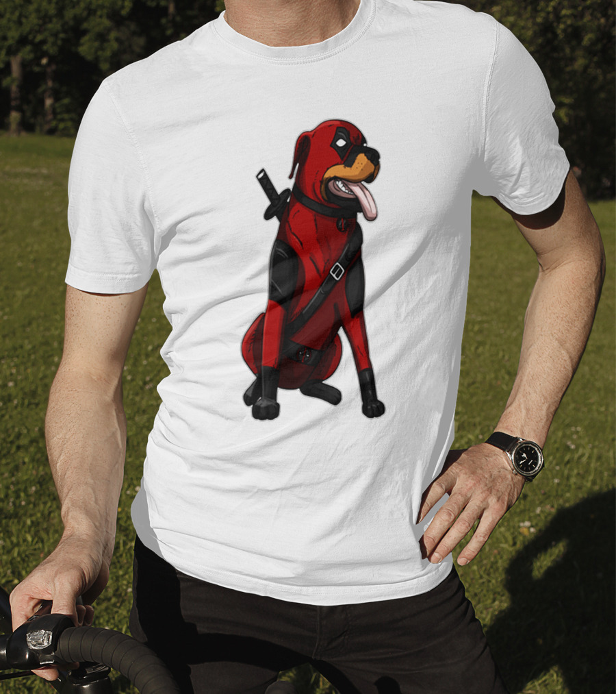 Deadpool Rottweiler Comic Style Crossover Superhero Dog T-Shirt