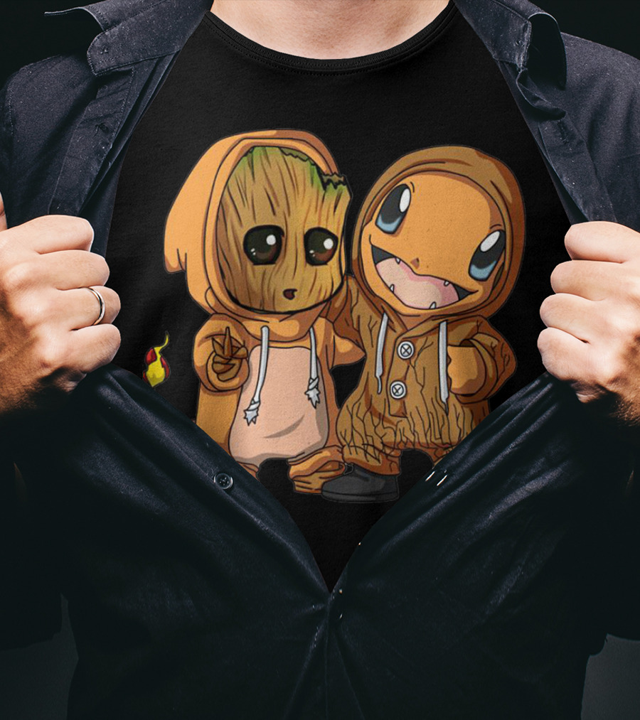 Groot And Charmander Crossover Hoodie Mashup T-Shirt