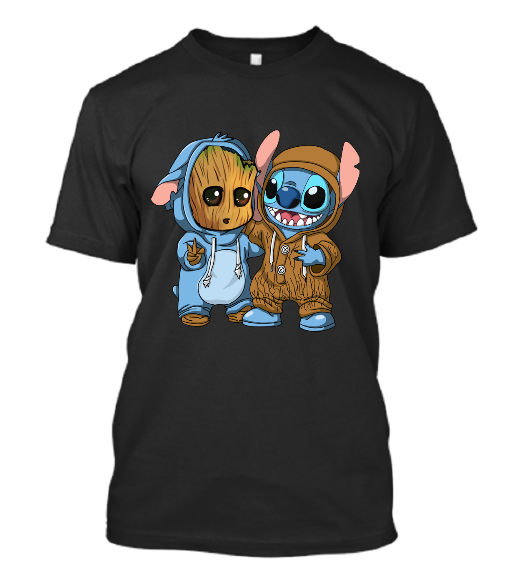 Adorable Groot And Stitch Crossover In Costume Friendship T-Shirt