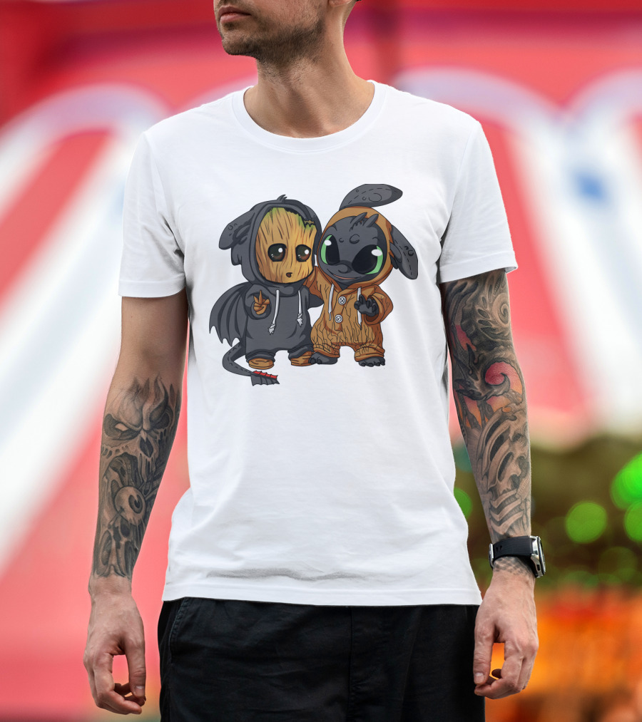 Groot And Toothless Crossover Hoodie Characters T-Shirt
