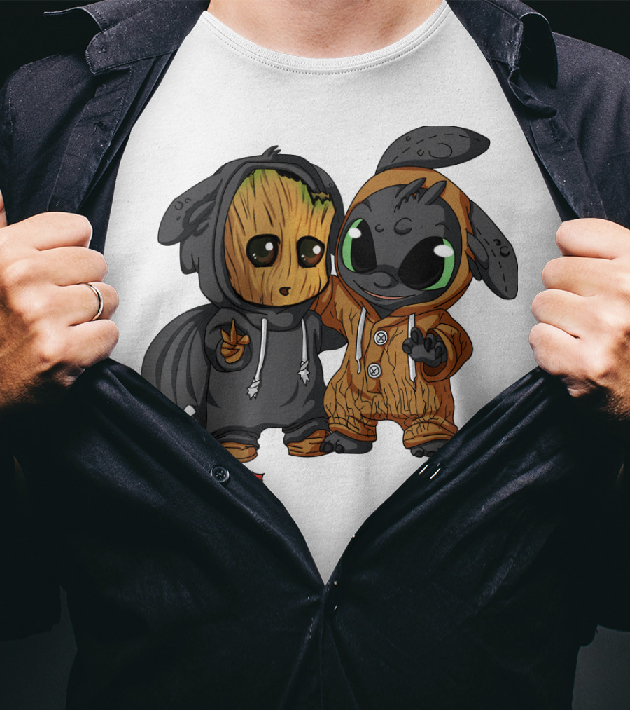 Groot And Toothless Crossover Hoodie Characters T-Shirt
