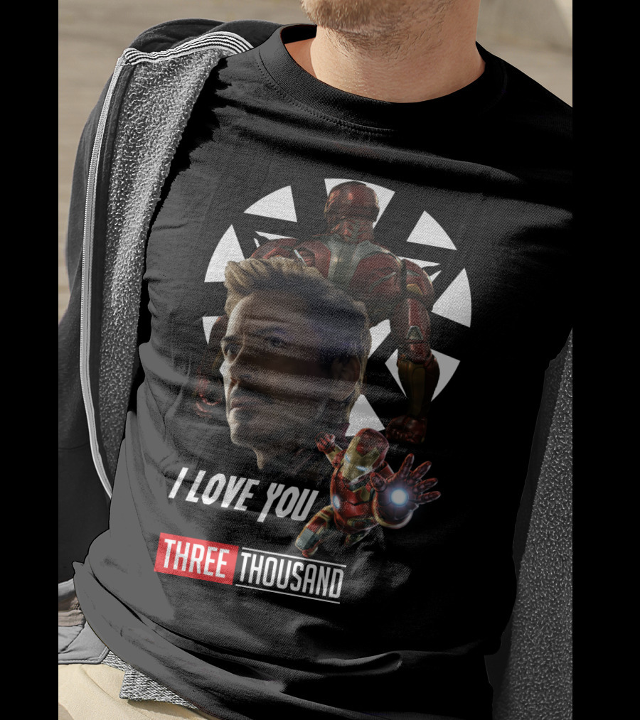 Avengers Iron Man I Love You Three Thousand Times Triangular Background T-Shirt