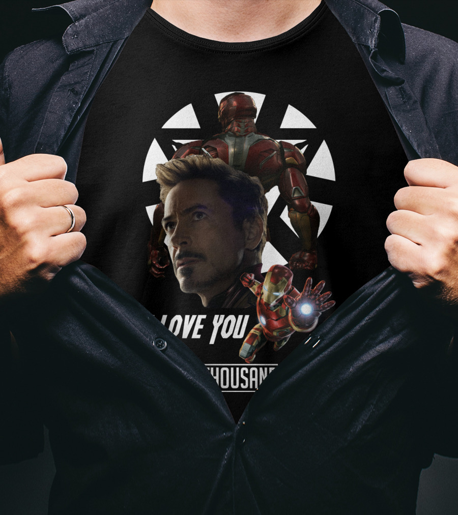 Avengers Iron Man I Love You Three Thousand Times Triangular Background T-Shirt