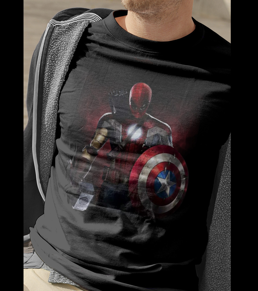 Captain America Deadpool Iron Man Spiderman Thor Hawkeye Avengers Crossover T-Shirt