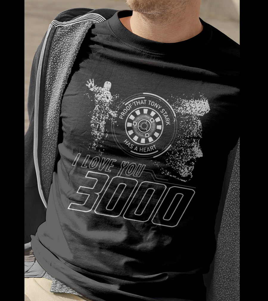 Avengers Proof That Tony Stark Has A Heart I Love You 3000 Arc Reactor T-Shirt