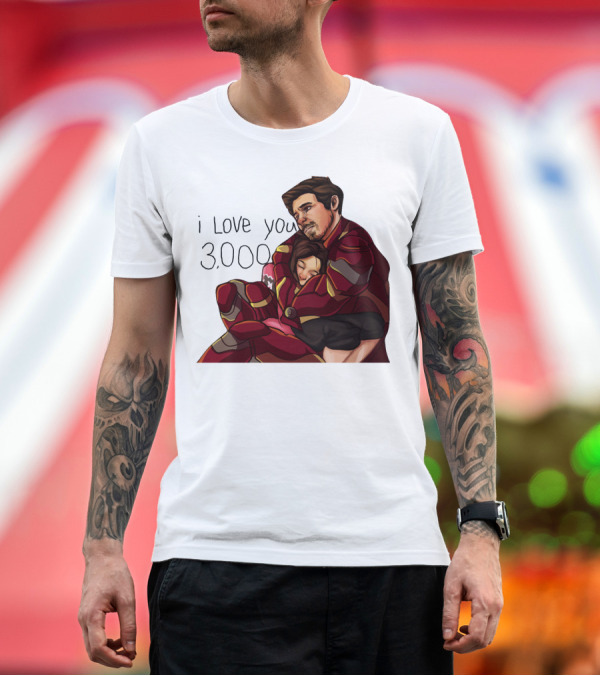 Premium T-Shirt: Avengers Iron Man Morgan Stark I Love You 3000 Dad Hug Marvel Reference T-Shirt Avengers Iron Man Morgan Stark I Love You 3000 Dad Hug Marvel Reference T-Shirt