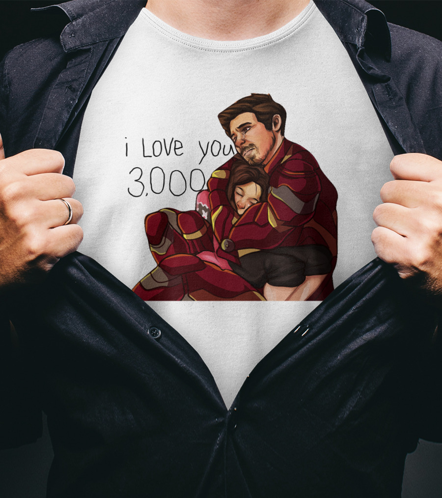 Avengers Iron Man Morgan Stark I Love You 3000 Dad Hug Marvel Reference T-Shirt