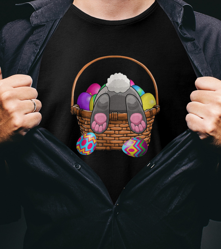 Easter Bunny Feet In Basket With Colorful Eggs T-Shirt