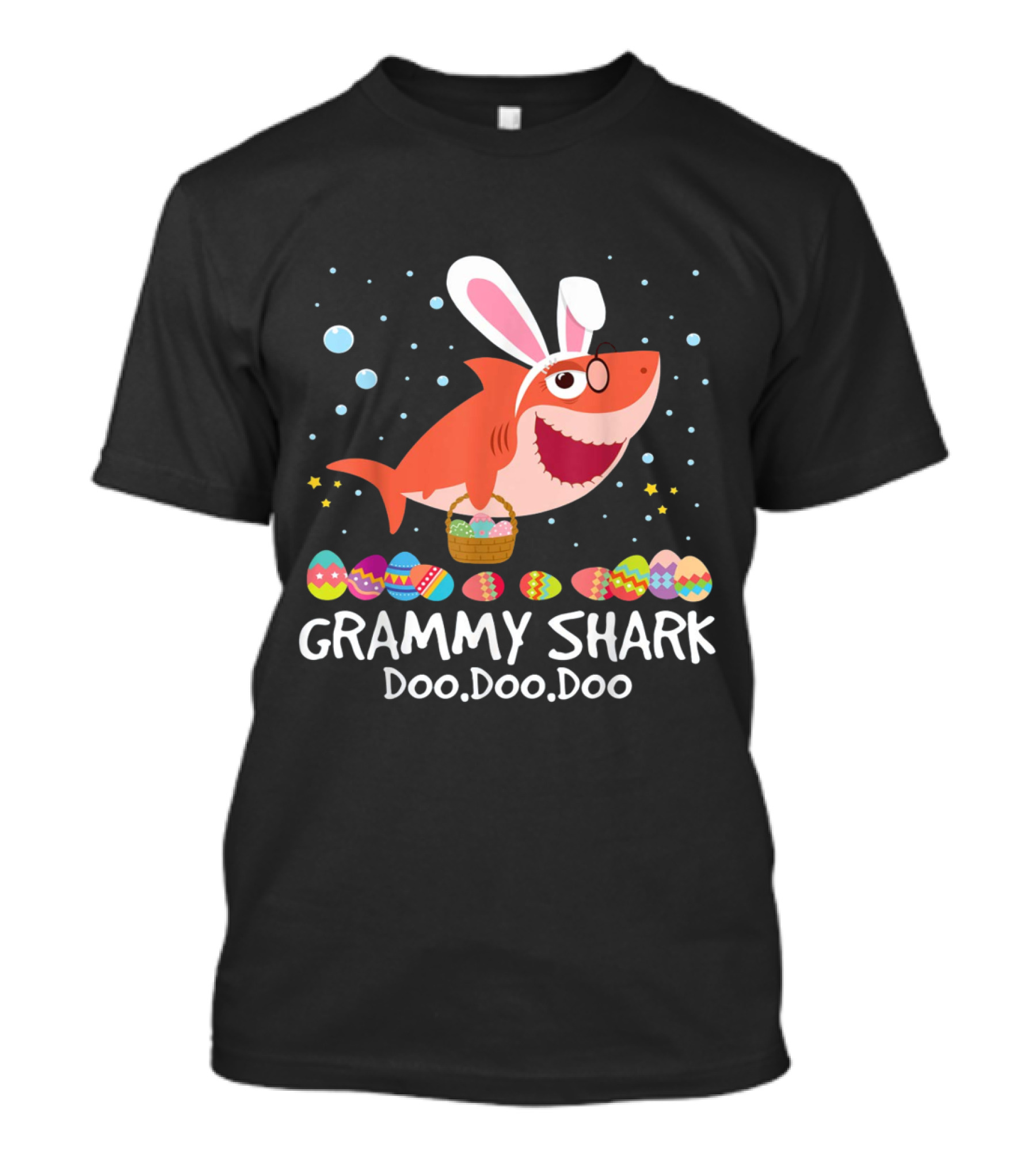 Grammy Shark Doo Doo Doo Easter Bunny Ears And Eggs T-Shirt
